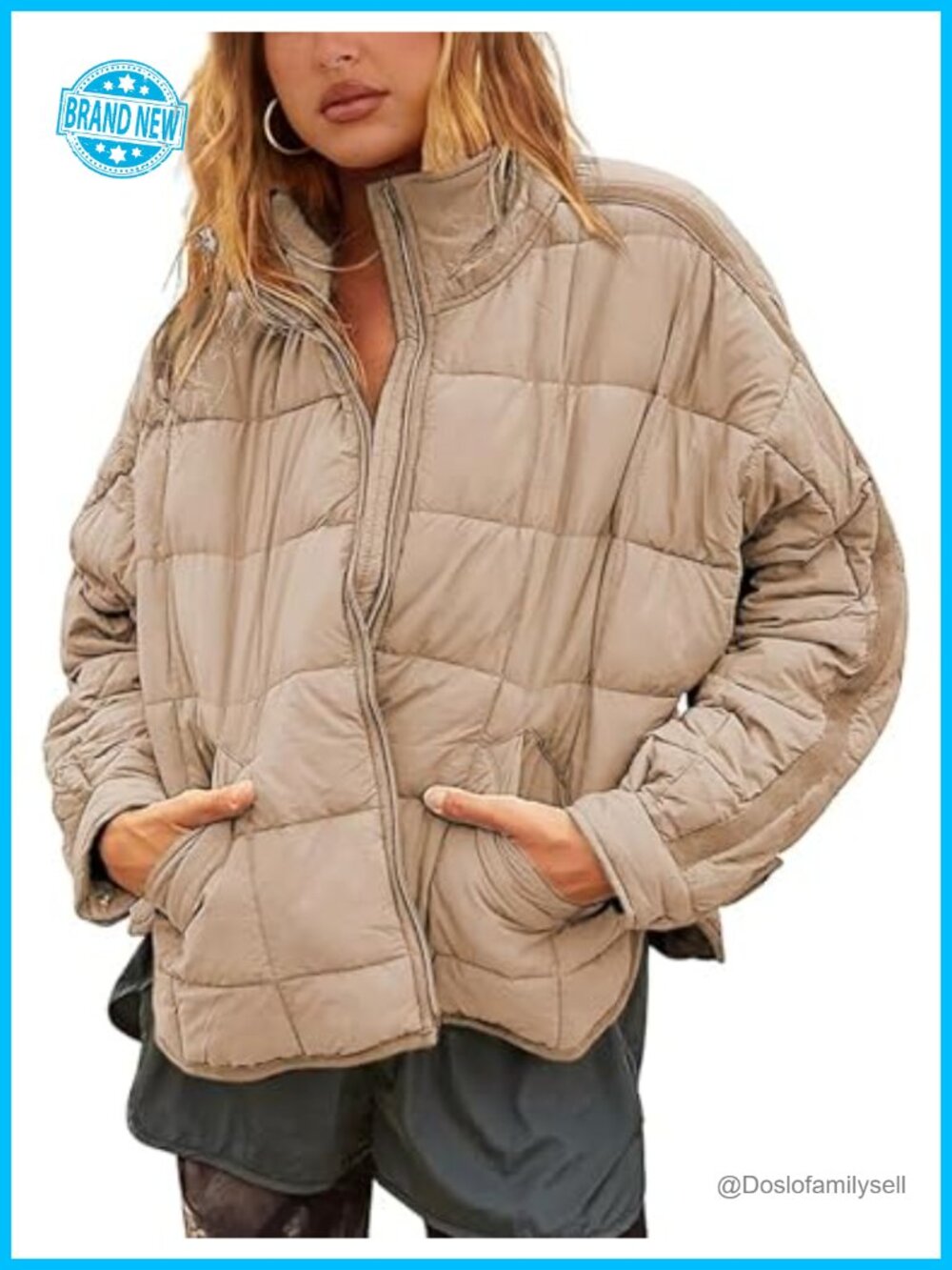 Women's Quilted Puffer Jacket Lightweight Zip Up Padded Coat